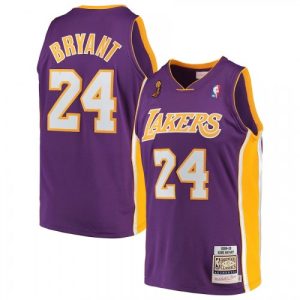 Men's Phenomenal Los Angeles Lakers Road Final Kobe Bryant #24 Throwback Purple 08 09 Hardwood Jersey