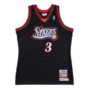 Men's Philadelphia 76ers Allen Iverson #3 Throwback Black 1997 Splendid 98 Hardwood Classics Jersey