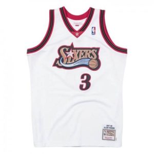 Men's Philadelphia 76ers Allen Iverson #3 Throwback White 1997 98 Outstanding Hardwood Classics Jersey