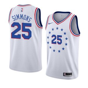 Men's Philadelphia 76ers Ben Simmons #25 Admirable White Swingman Jersey City Edition