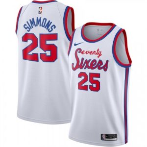 Men's Philadelphia 76ers Ben Simmons Amazing #25 White Hardwood Classics Finished Swingman Jersey