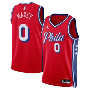 Men's Philadelphia 76ers Gorgeous Tyrese Maxey #0 Jordan Red Swingman NBA Jersey Icon Edition