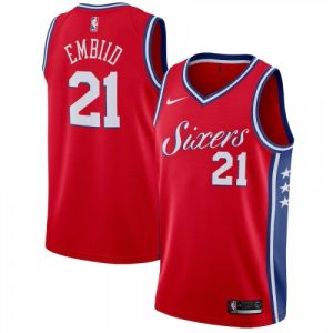 Men's Philadelphia 76ers Joel Embiid #21 Red Swingman Jersey Statement Edition Alluring