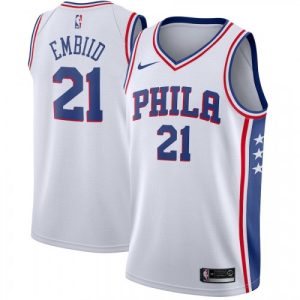 Men's Philadelphia 76ers Joel Embiid #21 White Swingman Superb Jersey Association Edition