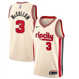 Men's Portland Trail Blazers C.J McCollum Nike Cream 2019/20 Remarkable Finished Swingman Jersey City Edition