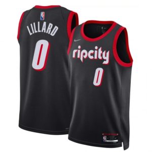 Men's Portland Trail Blazers Damian Lillard #0 Nike Black 2021/22 Swingman Dashing NBA Jersey City Edition