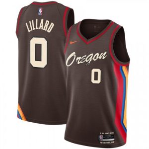 Men's Portland Trail Blazers Damian Lillard #0 Nike Elegant Brown 20/21 Swingman Player Jersey–City Edition