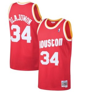 Men's Refined Houston Rockets Hakeem Olajuwon Throwback Red 1993 94 Hardwood Classics Swingman Jersey