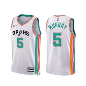 Men's San Antonio Spurs Dejounte Murray #5 Nike White Swingman NBA Jersey City Edition Notable