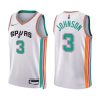 Men's San Antonio Spurs Keldon Johnson #3 Nike White 2021/22 Swingman Admirable Jersey City Edition