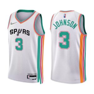 Men's San Antonio Spurs Keldon Johnson #3 Nike White 2021/22 Swingman Admirable Jersey City Edition