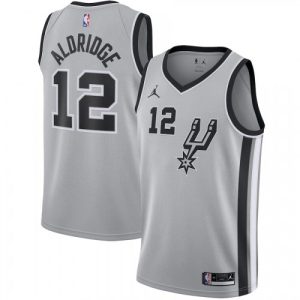 Men's San Antonio Spurs LaMarcus Aldridge #12 Jordan Silver 20/21 Swingman Jersey Statement Top - notch Edition