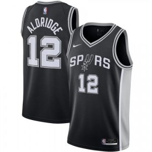 Men's San Antonio Spurs LaMarcus Aldridge #12 Nike Black 2020/21 Swingman Jersey Icon Dashing Edition