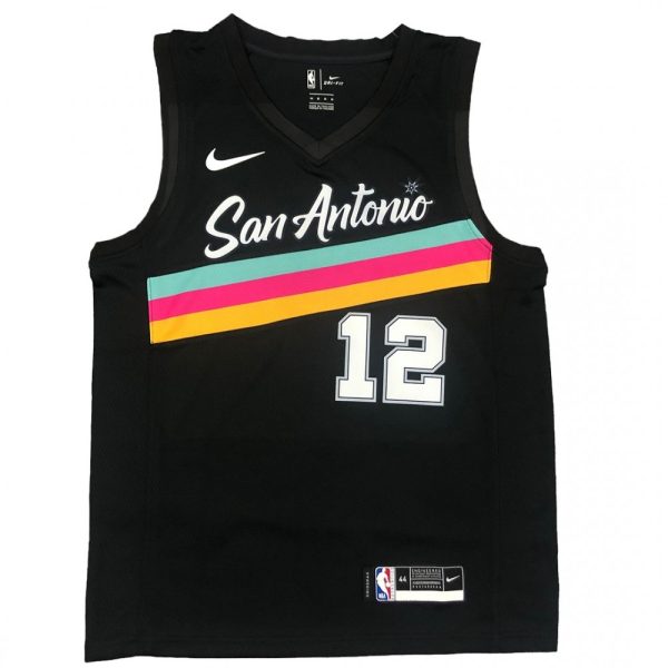 Men's San Antonio Spurs Lamarcus Aldridge #12 Nike Black 20/21 Swingman Jersey City Terrific Edition - Image 2