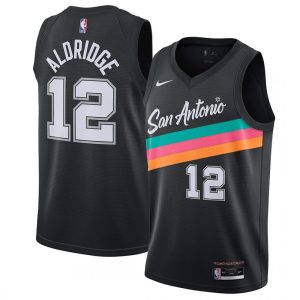 Men's San Antonio Spurs Lamarcus Aldridge #12 Nike Black 20/21 Swingman Jersey City Terrific Edition