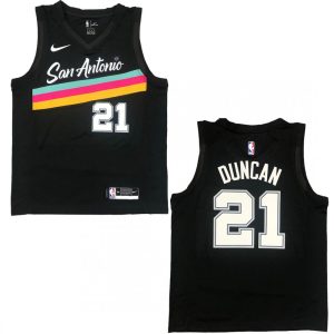 Men's San Antonio Spurs Tim Duncan #21 Nike Black Fantastic 20/21 Swingman Jersey City Edition
