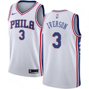 Men's Top - notch Philadelphia 76ers Allen Iverson #3 Nike White Swingman Jersey Association Edition
