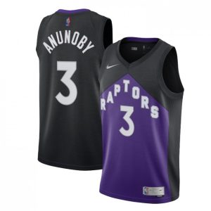 Men's Toronto Raptors OG Anunoby #3 Classy Nike Black&Purple 2021 Swingman Jersey Earned Edition