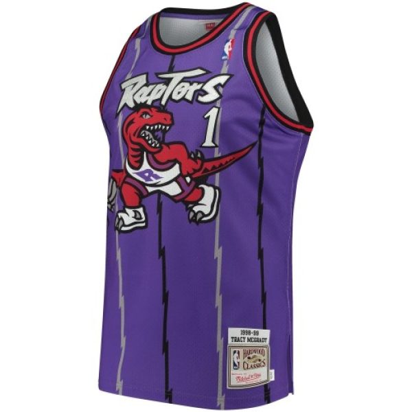 Men's Toronto Raptors Tracy McGrady #1 Throwback Purple 98 99 Hardwood Classics Jersey Stylish - Image 2
