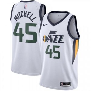 Men's Utah Jazz Donovan Mitchell #45 Nike White Swingman Jersey Association Fantastic Edition