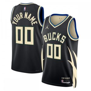 Milwaukee Bucks Jordan Brand Unisex 2022/23 Sophisticated Swingman Custom Jersey Statement Edition Black
