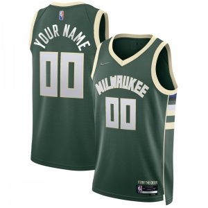 Milwaukee Bucks Nike 2021/22 Diamond Prime Swingman Custom Jersey Icon Edition Hunter Green