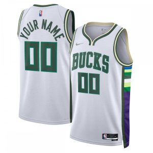 Milwaukee Bucks Nike 2021/22 Swingman Custom Jersey City Edition Terrific White