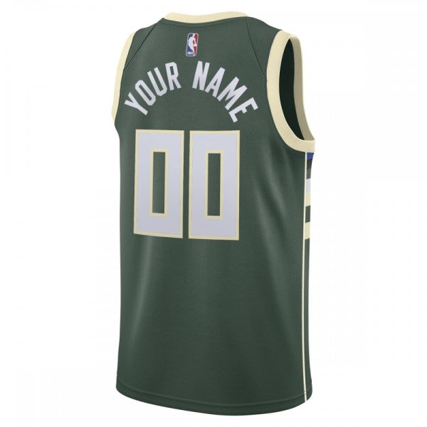 Milwaukee Bucks Nike Swingman Custom Jersey Green Amazing Icon Edition - Image 3