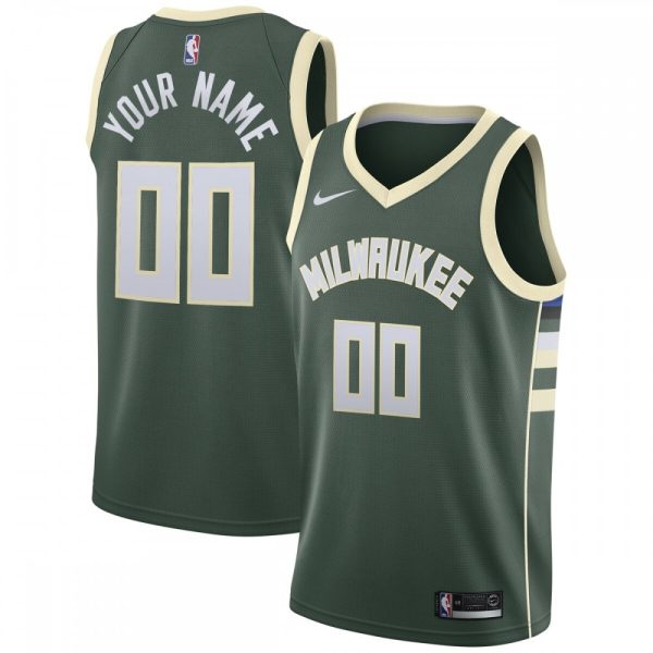 Milwaukee Bucks Nike Swingman Custom Jersey Green Amazing Icon Edition