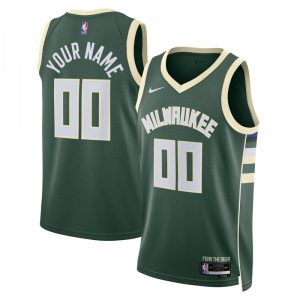 Milwaukee Bucks Nike Unisex 2022/23 Swingman Custom Premium Jersey Hunter Green Icon Edition