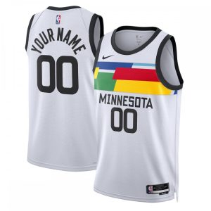 Minnesota Timberwolves Nike Unisex 2022/23 Swingman Custom Jersey City Edition White Top - notch