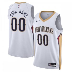 New Orleans Pelicans Nike Unisex 2022/23 Swingman Custom Exquisite Jersey White Association Edition