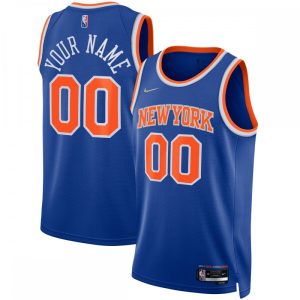 New York Knicks Nike 2021/22 Diamond Swingman Custom Fabulous Jersey Icon Edition Blue