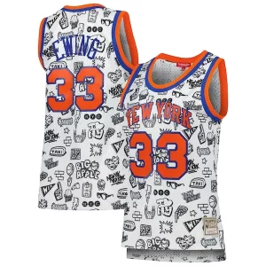 Patrick Ewing New York Knicks Women's 1991 Doodle Outstanding Swingman Jersey White
