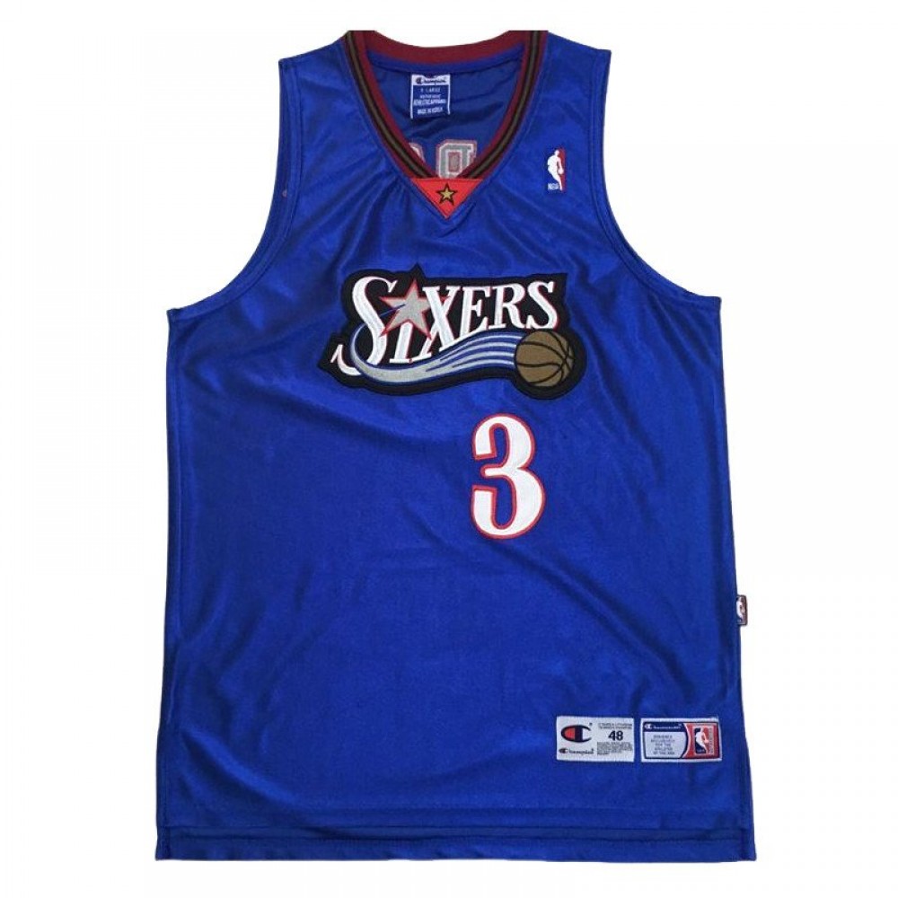 Philadelphia 76ers Allen Iverson #3 Throwback Fabulous Blue Champions Jersey
