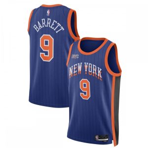 RJ Delightful Barrett New York Knicks Nike Unisex 2023/24 Swingman Jersey Blue City Edition