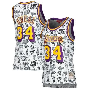 Shaquille O'Neal Los Angeles Lakers Women's Marvelous 1996 Doodle Swingman Jersey White