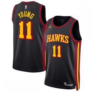 Trae Young Atlanta Hawks Jordan Distinguished Brand 2022/23 Statement Edition Swingman Jersey Black