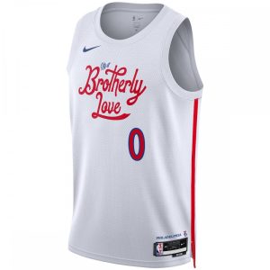 Tyrese Maxey Philadelphia 76ers Nike Unisex 2022/23 Swingman Jersey City Edition Luxurious White