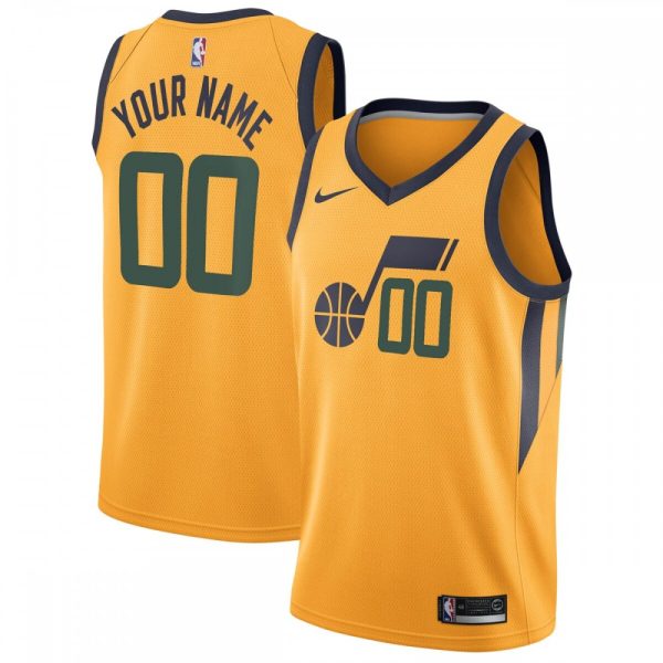Utah Jazz Nike Swingman Custom Jersey Statement Luxurious Edition Gold