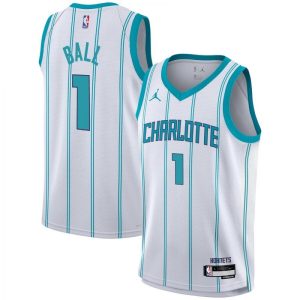 Youth Jordan LaMelo Ball White Charlotte Elegant Hornets Swingman Jersey Association Edition